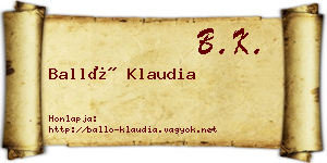 Balló Klaudia névjegykártya